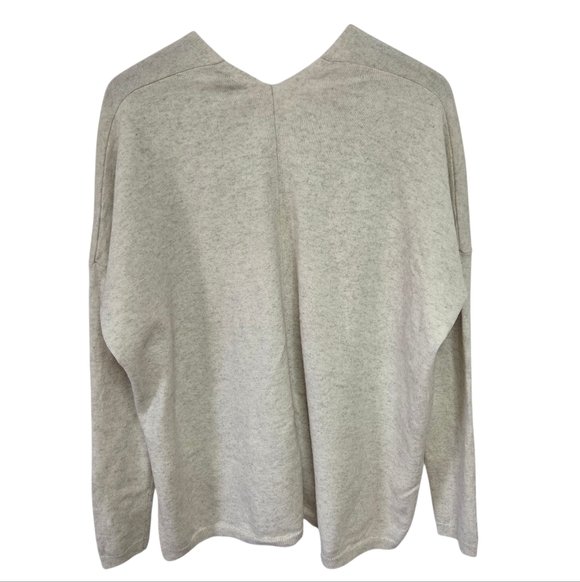 Vince Cashmere Wool Sweater Double V-Neck Oversized Pullover Top Small Gray - Picture 6 of 8